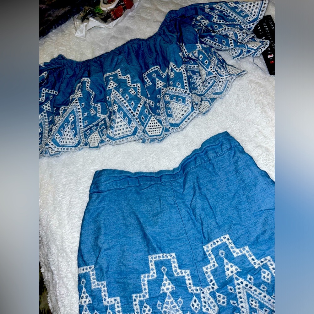 GB blue Aztec print two piece set